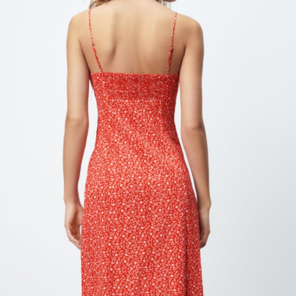 ZARA WOMAN NWT SS21 RED-WHITE FLORAL PRINT DRESS MEDIUM 4688/305 NEW - Picture 8 of 10